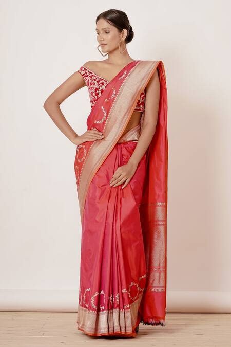 AHARIN INDIA Banarasi Silk Saree With Blouse 