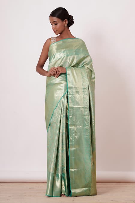 AHARIN INDIA Dharamavaram Silk Saree With Zari Blouse 