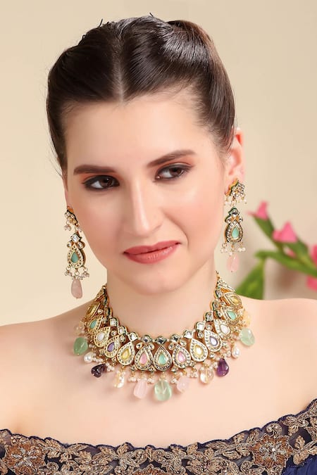 Auraa Trends Stone Drop Choker Set