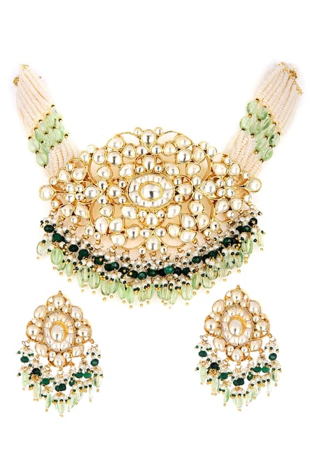 Buy Auraa Trends Gold Plated Kundan Studded Choker Set at Aza Fashions Buy_Auraa Trends_Gold Plated Kundan Studded Choker Set_at_Aza_Fashions