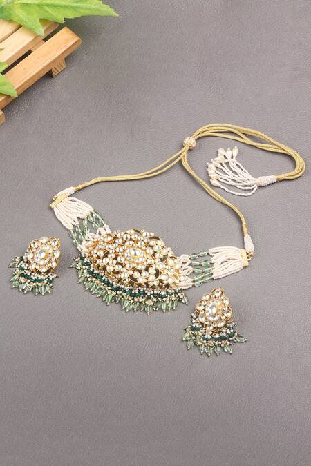 Auraa Trends Gold Plated Kundan Studded Choker Set Online at Aza Fashions Auraa Trends_Gold Plated Kundan Studded Choker Set_Online_at_Aza_Fashions