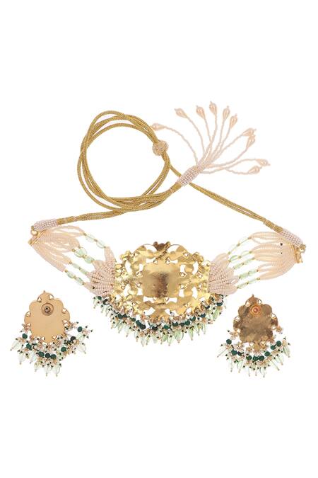 Buy Auraa Trends Gold Plated Kundan Studded Choker Set Online at Aza Fashions Buy_Auraa Trends_Gold Plated Kundan Studded Choker Set_Online_at_Aza_Fashions