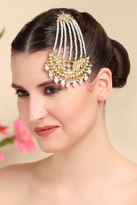 Shop Auraa Trends Gold Plated Kundan Embellished Passa at Aza Fashions Shop_Auraa Trends_Gold Plated Kundan Embellished Passa _at_Aza_Fashions