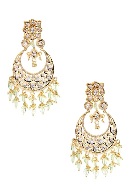 Voylla Gwalior Gold Toned Chandbali Earrings  Amazonin Fashion