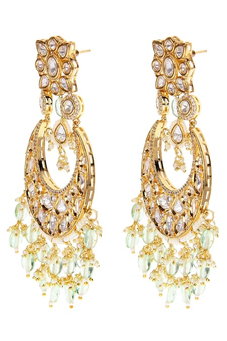 Auraa Trends Gold Plated Stones, Diamonds Kundan Embellished Chandbalis Online at Aza Fashions Auraa Trends_Gold Plated Stones, Diamonds Kundan Embellished Chandbalis _Online_at_Aza_Fashions