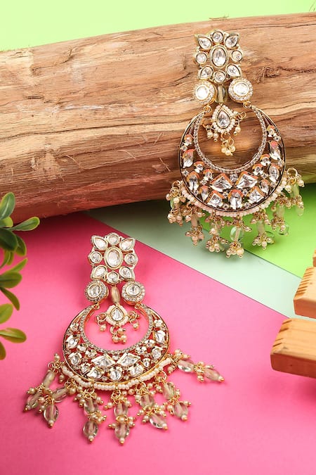 Buy Auraa Trends Gold Plated Stones, Diamonds Kundan Embellished Chandbalis Online at Aza Fashions Buy_Auraa Trends_Gold Plated Stones, Diamonds Kundan Embellished Chandbalis _Online_at_Aza_Fashions
