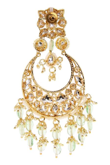 Shop Auraa Trends Gold Plated Stones, Diamonds Kundan Embellished Chandbalis Online at Aza Fashions Shop_Auraa Trends_Gold Plated Stones, Diamonds Kundan Embellished Chandbalis _Online_at_Aza_Fashions