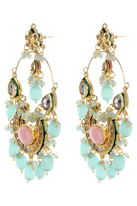 Auraa Trends_Blue Beads, Stones, Diamonds Drop Chandbalis_Online_at_Aza_Fashions