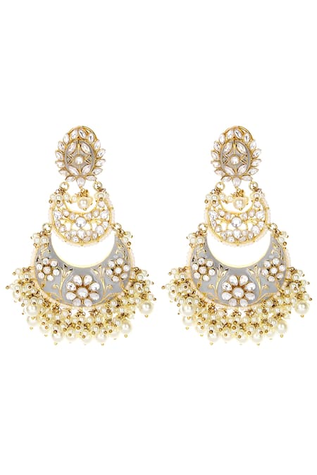 Auraa Trends Gold Plated Kundan Meenakari Chandbalis 