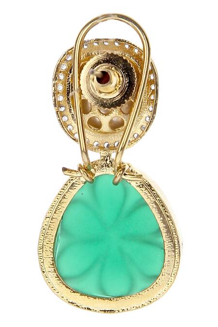Shop_Auraa Trends_Gold Plated Diamonds, Stones Kundan Embellished Earrings _Online_at_Aza_Fashions