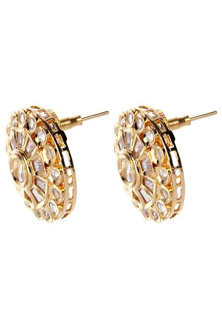 Antique gold tone cz purple-white big victorian stud/earrings dj-44310 –  dreamjwell