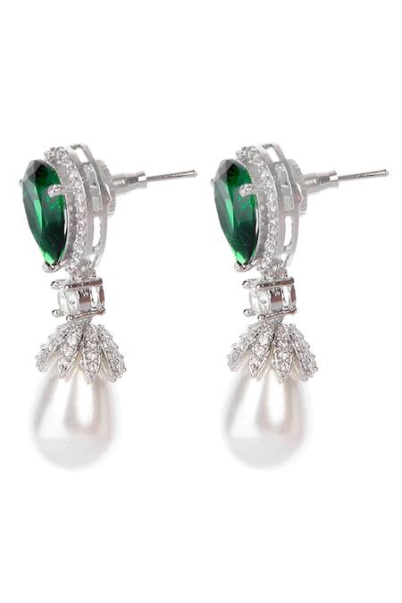 Auraa Trends Green Beads, Stones, Diamonds Embellished Earrings Online at Aza Fashions Auraa Trends_Green Beads, Stones, Diamonds Embellished Earrings _Online_at_Aza_Fashions