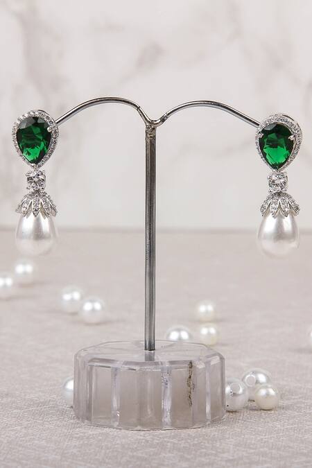 Buy Auraa Trends Green Beads, Stones, Diamonds Embellished Earrings Online at Aza Fashions Buy_Auraa Trends_Green Beads, Stones, Diamonds Embellished Earrings _Online_at_Aza_Fashions