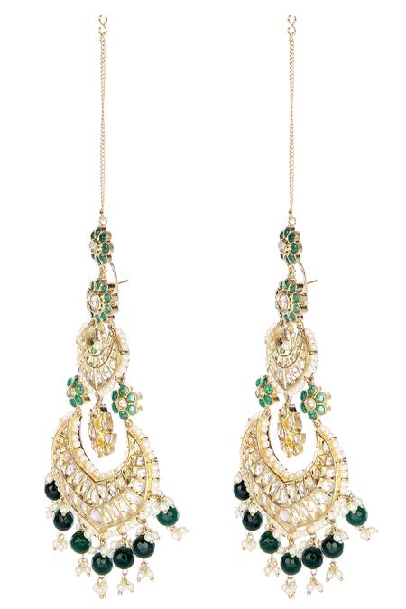 Auraa Trends Gold Plated Stones, Beads Kundan Chandbalis Online at Aza Fashions Auraa Trends_Gold Plated Stones, Beads Kundan Chandbalis _Online_at_Aza_Fashions