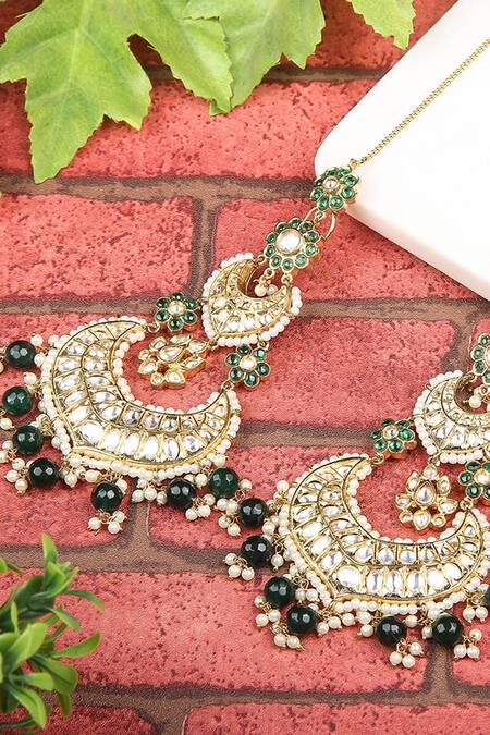 Buy Auraa Trends Gold Plated Stones, Beads Kundan Chandbalis Online at Aza Fashions Buy_Auraa Trends_Gold Plated Stones, Beads Kundan Chandbalis _Online_at_Aza_Fashions