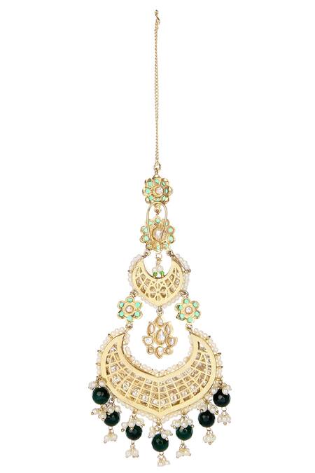 Shop Auraa Trends Gold Plated Stones, Beads Kundan Chandbalis Online at Aza Fashions Shop_Auraa Trends_Gold Plated Stones, Beads Kundan Chandbalis _Online_at_Aza_Fashions