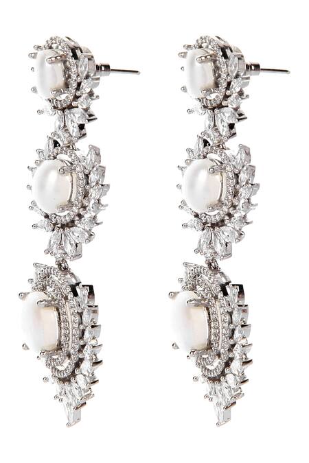 Auraa Trends_Silver Plated American Diamond And Stone Embellished Dangler Earrings_Online_at_Aza_Fashions