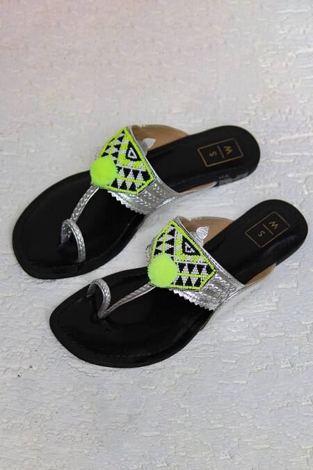 Buy Sandalwali Silver Embellished Asha Bead Flats Online at Aza Fashions Buy_Sandalwali_Silver Embellished Asha Bead Flats _Online_at_Aza_Fashions