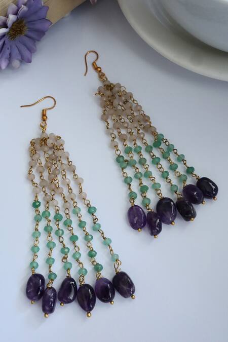 Do Taara Multi Color Stones Dangler Earrings Online at Aza Fashions Do Taara_Multi Color Stones Dangler Earrings _Online_at_Aza_Fashions