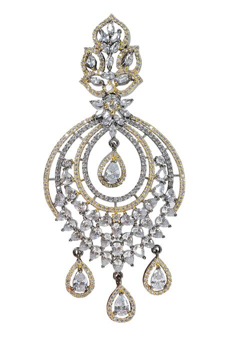 Tizora_Black Fabric Flowers Stone Embellished Chandbalis _Online_at_Aza_Fashions