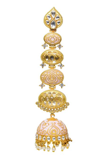 Buy Tizora Gold Plated Metallic Thread, Pearls, Stones Meenakari Work Long Earrings Online at Aza Fashions Buy_Tizora_Gold Plated Metallic Thread, Pearls, Stones Meenakari Work Long Earrings _Online_at_Aza_Fashions