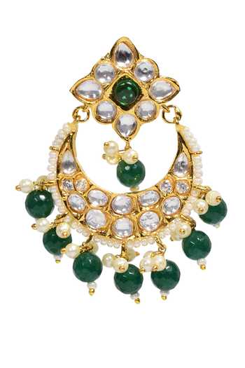 Tizora Gold Plated Pearls, Stones Kundan Embellished Chandbalis Online at Aza Fashions Tizora_Gold Plated Pearls, Stones Kundan Embellished Chandbalis _Online_at_Aza_Fashions