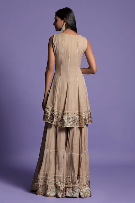 Two Sisters By Gyans Embroidered Anarkali Sharara Set 