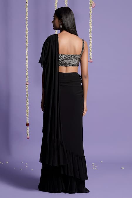 Two Sisters By Gyans Pre-Draped Ruffle Saree With Blouse 