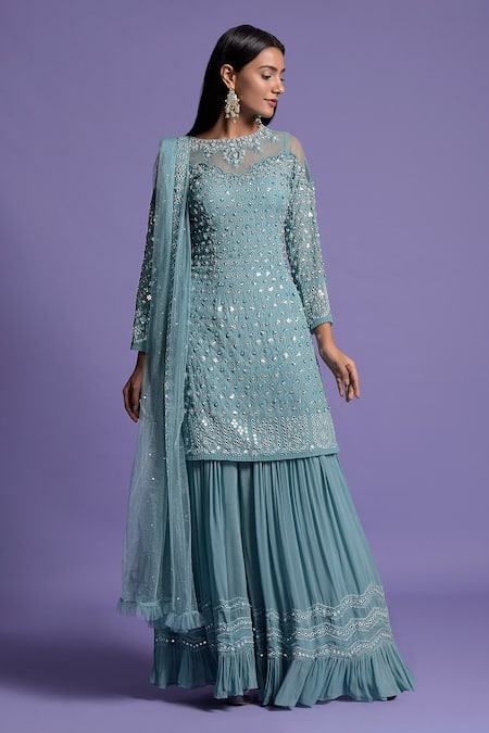 Two Sisters By Gyans Embroidered Kurta Sharara Set