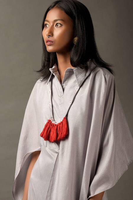 Buy Two Sisters By Gyans Grey Viscose Satin Collared Neck Draped Jumpsuit Online at Aza Fashions Buy_Two Sisters By Gyans_Grey Viscose Satin Collared Neck Draped Jumpsuit _Online_at_Aza_Fashions