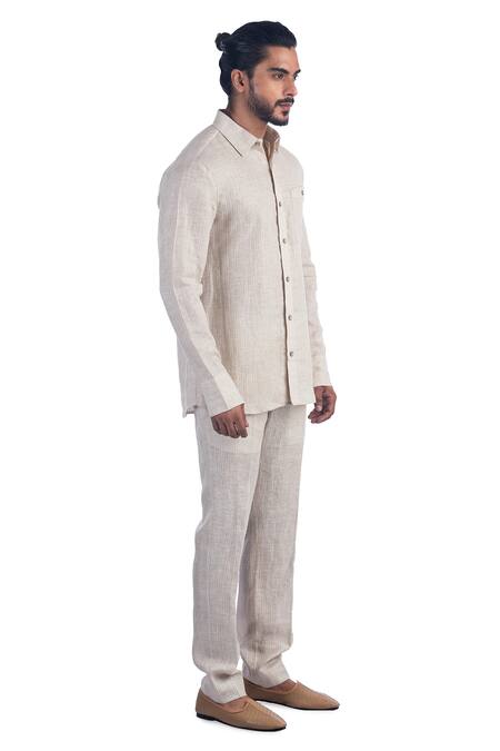 Poonam Kasera_Pink Velvet, Linen, Cotton Silk Dragon Fly Printed Bundi And Kurta Set_Online_at_Aza_Fashions