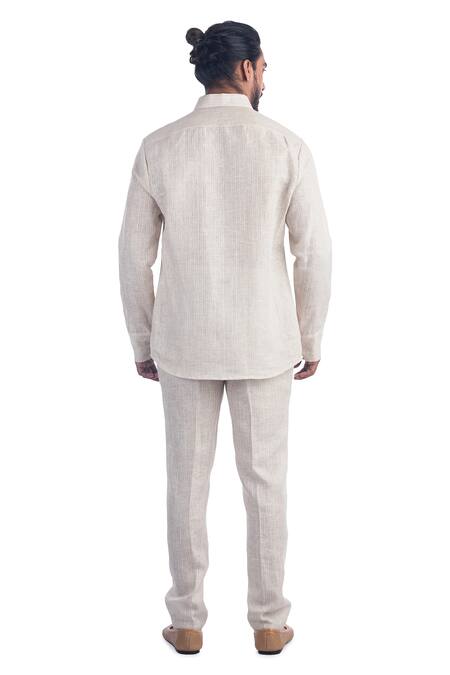 Shop_Poonam Kasera_Pink Velvet, Linen, Cotton Silk Dragon Fly Printed Bundi And Kurta Set_Online_at_Aza_Fashions