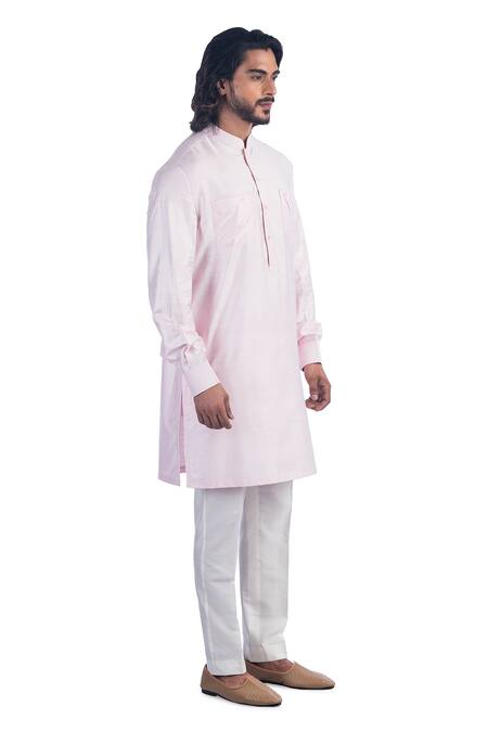 Poonam Kasera_Grey Cotton Silk, 50% Silk, 50% Viscose Checkered Bundi And Kurta Set_Online_at_Aza_Fashions