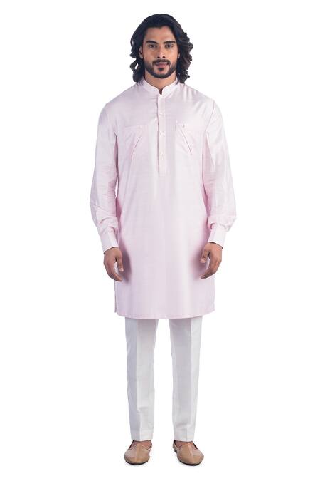 Buy_Poonam Kasera_Grey Cotton Silk, 50% Silk, 50% Viscose Checkered Bundi And Kurta Set_Online_at_Aza_Fashions