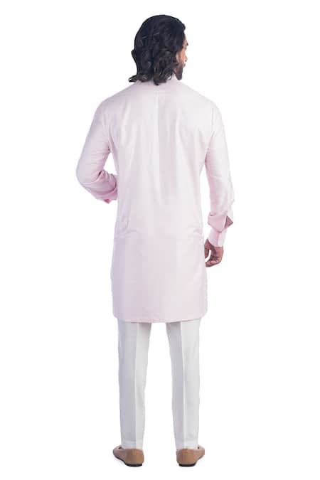 Shop_Poonam Kasera_Grey Cotton Silk, 50% Silk, 50% Viscose Checkered Bundi And Kurta Set_Online_at_Aza_Fashions