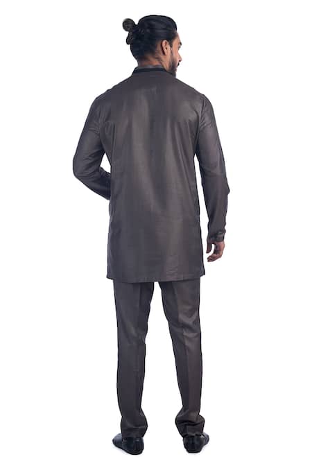 Shop Poonam Kasera Black Cotton , 100% Paisley Velvet Embroidered Bundi And Kurta Set Online at Aza Fashions Shop_Poonam Kasera_Black Cotton , 100% Paisley Velvet Embroidered Bundi And Kurta Set_Online_at_Aza_Fashions