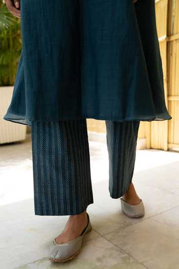 Buy Vaayu Blue Cotton Muslin Kantha Embroidery Round Kurta And Pant Set Online at Aza Fashions Buy_Vaayu_Blue Cotton Muslin Kantha Embroidery Round Kurta And Pant Set_Online_at_Aza_Fashions