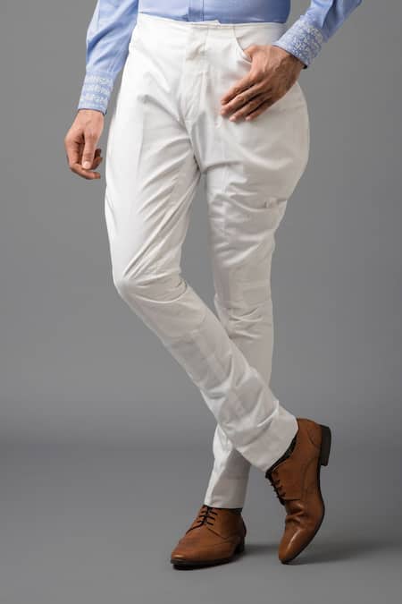 Y's Splash Printed Hickory Jodhpur Pants (Trousers) White,Navy 2 | PLAYFUL