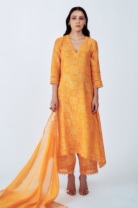 HOUSE OF PINK Chanderi Printed Kurta Set 