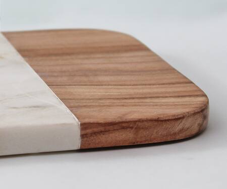 House This White Marble And Wood Marari Cheese Platter Online at Aza Fashions House This_White Marble And Wood Marari Cheese Platter_Online_at_Aza_Fashions
