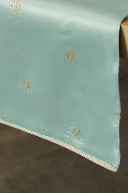 House This_Green 100 % Polyester Suraj Pole Table Runner_Online_at_Aza_Fashions