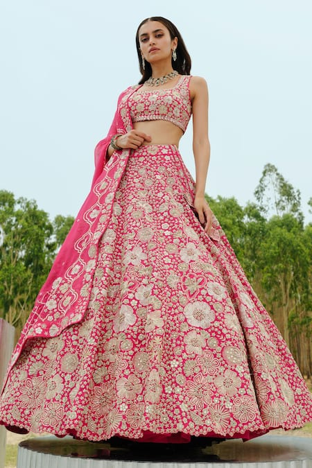 Mishru Inessa Floral Embroidered Bridal Lehenga Set 