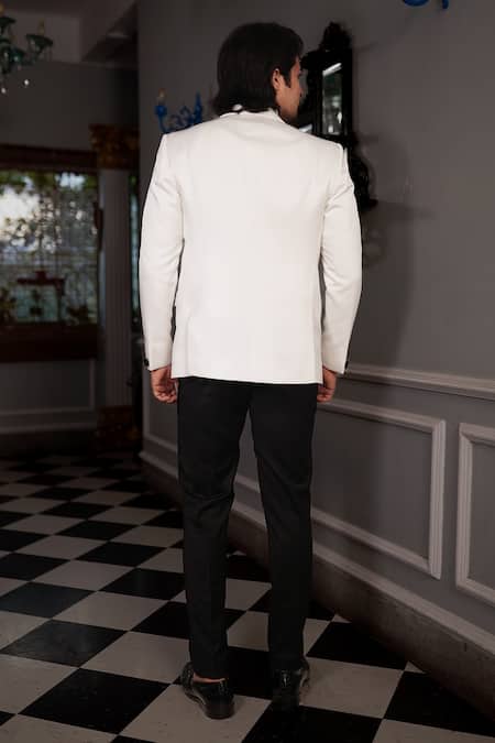 Shop Yajy By Aditya Jain White Pants Italian Suiting, Shirt Shinning Fabric, Rish Embroidered And Set at Aza Fashions Shop_Yajy By Aditya Jain_White Pants Italian Suiting, Shirt Shinning Fabric, Rish Embroidered And Set _at_Aza_Fashions