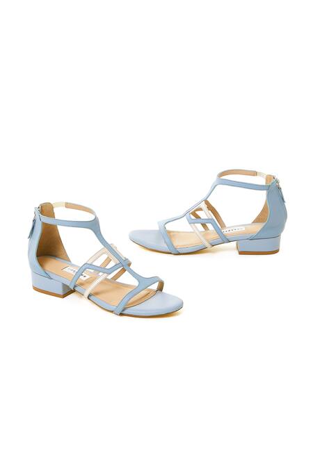 Oceedee_Blue Cutwork Ophelia Strappy Open Toe Block Heel_Online_at_Aza_Fashions