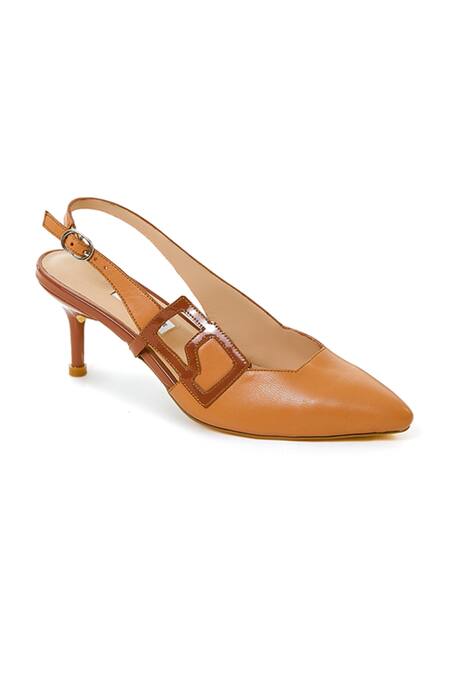 Oceedee Brown Cutwork Willow Pointed Toe Stilettos Online at Aza Fashions Oceedee_Brown Cutwork Willow Pointed Toe Stilettos_Online_at_Aza_Fashions