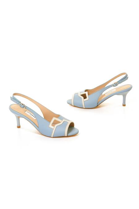 Shop Oceedee Blue Cutwork Juni Open Toe Stilletos at Aza Fashions Shop_Oceedee_Blue Cutwork Juni Open Toe Stilletos_at_Aza_Fashions
