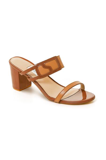 Oceedee_Brown Dewy Strappy Block Heels_Online_at_Aza_Fashions