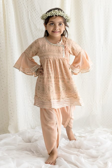 Chotibuti Chikankari Angarkha Kurta & Dhoti Pant Set 