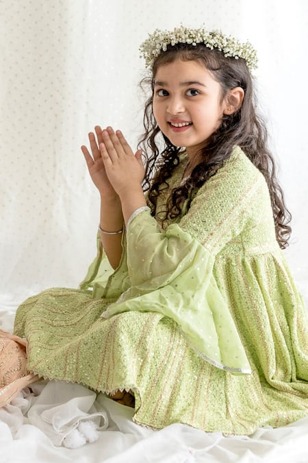 Buy Chotibuti Green Georgette Tassels Chikankari Angarkha Kurta And Dhoti Pant Set Online at Aza Fashions Buy_Chotibuti_Green Georgette Tassels Chikankari Angarkha Kurta And Dhoti Pant Set _Online_at_Aza_Fashions