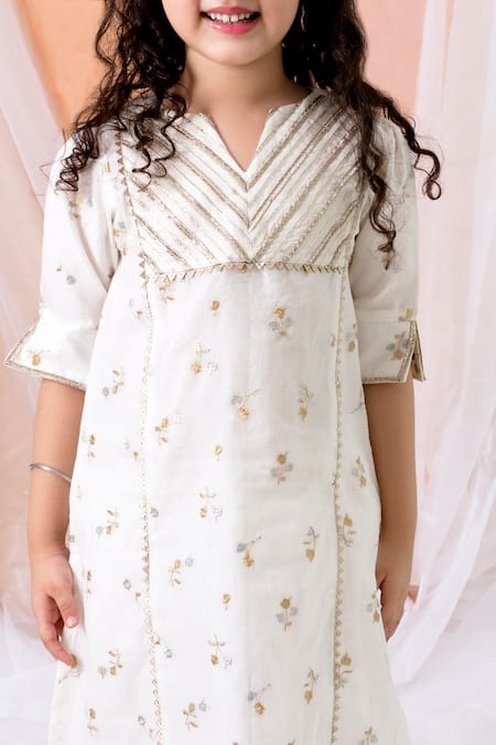 Buy Chotibuti Ivory Chanderi Zari, Gota Patti Embroidered Kurta And Pant Set Online at Aza Fashions Buy_Chotibuti_Ivory Chanderi Zari, Gota Patti Embroidered Kurta And Pant Set _Online_at_Aza_Fashions